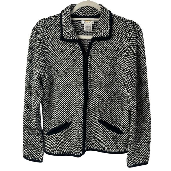 Talbots Petites Full Zip Houndstooth Jacket Size 8P - Picture 1 of 9